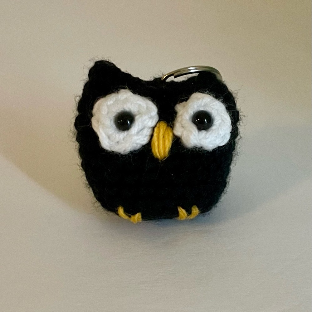 Crochet Black Owl Bag Charm/Keychain